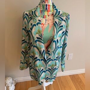 NWOT Spazio Cinque Blue and Green Patterned Women's Jacket Made in Italy 🇮🇹